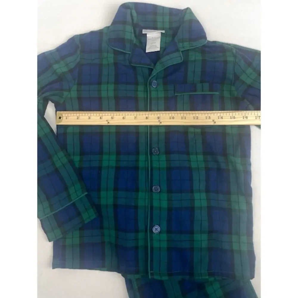 Saint Eve Kids Blackwatch Plaid Flannel Pajama Set Size L 10/12 Green Blue
